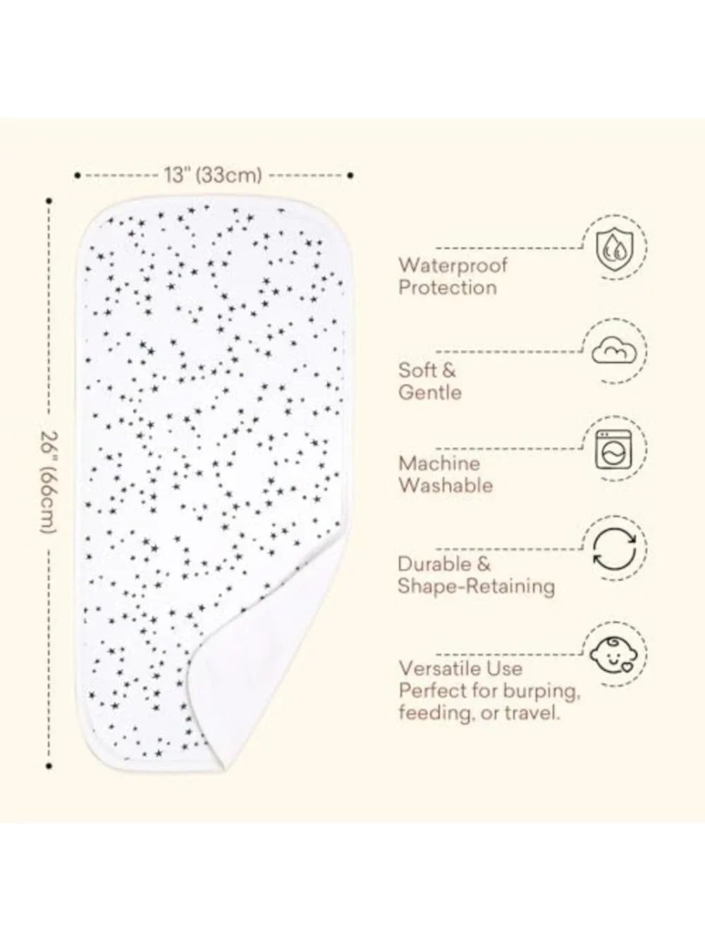 Extra Large Waterproof Baby Burp Cloths - 8 Pack, 13x26 Inch, Soft & Absorbent